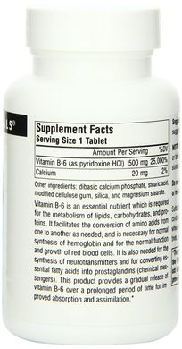 Витамин В-6 500мг, Source Naturals, 100 таблеток
