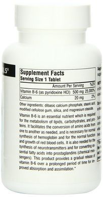 Вітамін В-6 500мг, Source Naturals, 100 таблеток