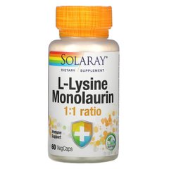 L-лизин монолаурин в соотношении 1:1, L-Lysine Monolaurin 1:1 Ratio, Solaray, 60 вегетарианских капсул.