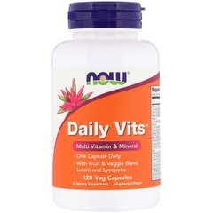 Мультивитамины, Daily Vits, Multi Vitamin & Mineral, NOW, 120 капсул