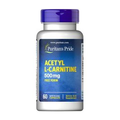 Ацетил Л-карнитин Puritan's Pride Acetyl L-Carnitine 500 mg Free Form 60 капсул
