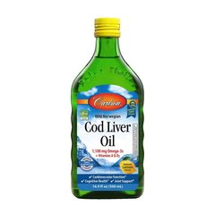 Омега 3 Carlson Labs Cod Liver Oil 1100 mg Omega-3s + Vitamins A & D3 500 мл Лимон