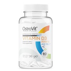 Комплекс витаминов OstroVit Vitamin D3 2000 IU+K2+MK-7+C+Zn 60 капсул