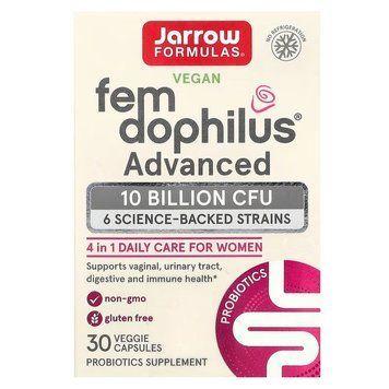 Пробіотики для жінок, 10 млрд КОЕ, Vegan Fem Dophilus, Advanced, 10 Billion CFU, Jarrow Formulas, 30 вегетеріанських капсул