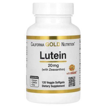 Лютеїн із зеаксантином California Gold Nutrition Lutein/Zeaxanthin 20 мг 120 м'яких рослинних таблеток