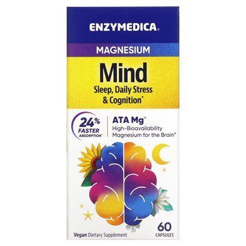 Магній для сну, протидії стресу та підтримки когнітивних функцій, Magnesium, Enzymedica, 60 капсул