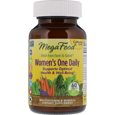 Мультивитамины для женщин, Women's One Daily, California Blend, MegaFood, 60 таблеток