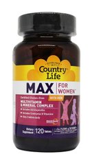 Мультивітаміни і Мінерали для Жінок, Max for Women, Country Life, 120 таблеток