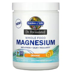 Магниевый порошок, шипучий напиток со вкусом апельсина, Whole Food Magnesium Powder, Dr. Formulated, Garden of Life, 7 унций 197,4 г