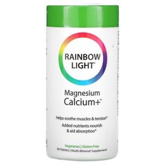 Магний Кальций +, Magnesium Calcium +, Food-Based Formula, Rainbow Light, 90 таблеток