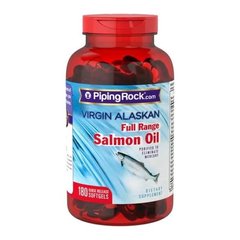 Рыбий жир лосося Piping Rock Salmon Oil 1000 mg Virgin Wild Alaskan Full Range 180 капсул