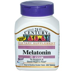 Мелатонін 21st Century Melatonin 3 mg 200 таб