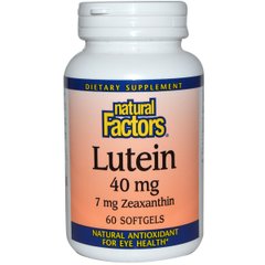 Лютеїн 40 мг, Lutein, Natural Factors, 60 гелевих капсул