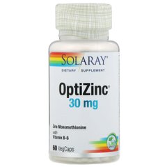 ОптіЦинк, Solaray, 30 мг, 60 растительных капсул