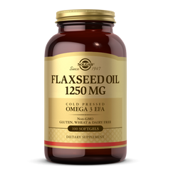 Льняное масло, Flaxseed Oil, Solgar, 1250 мг, 100 гелевых капсул