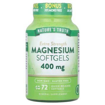 Магний, Magnesium, Nature's Truth, экстра сила, 400 мг, 72 гелевых капсул быстрого высвобождения