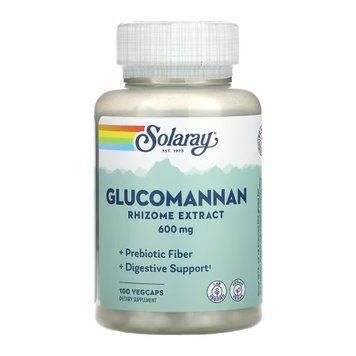 Глюкоманан экстракт корня Solaray Glucomannan Rhizome Extract 600 mg 100 вег. капсул