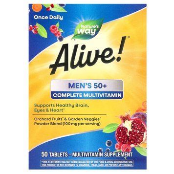 Мультивітаміни для чоловіків 50+ Alive! Men's 50+ Complete Multivitamin, Nature's Way, 50 таблеток