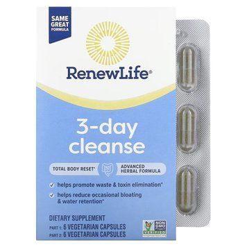 Очищение, 3-дневная программа, 3-Day Cleanse, Renew Life, 12 вегетарианских капсул