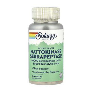 Наттокиназа и серрапептаза Solaray Nattokinase&Serrapeptase 30 вег. капсул
