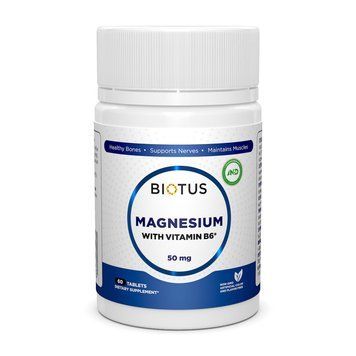 Магний и витамин В6, Magnesium with Vitamin B6, Biotus, 60 таблеток