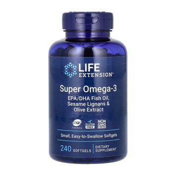 Омега 3 Life Extension Super Omega-3 EPA/DHA Fish Oil Sesame Lignans & Olive Extract 240 капсул
