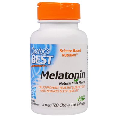 Мелатонин 5мг, Мятный вкус, Doctor's Best, 120 жевательных таблеток