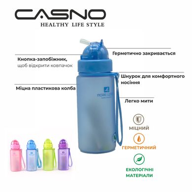 Пляшка для води CASNO 400 мл MX-5028 More Love Рожева з соломинкою