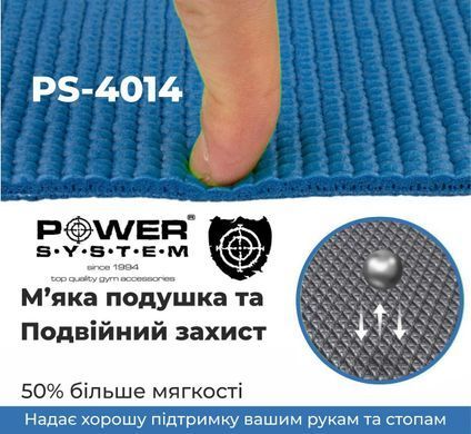 Килимок для йоги та фітнесу Power System PS-4014 Fitness-Yoga Mat Blue