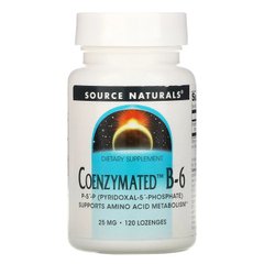 Витамин B-6 с коферментами, Coenzymated B-6, Source Naturals, 25 мг под язык, 120 таблеток