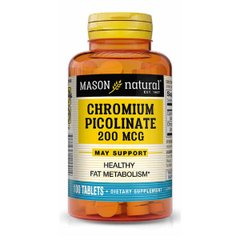 Хром Піколінат 200 мкг, Chromium Picolinate, Mason Natural, 100 таблеток