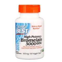 Бромелайн, Bromelain, Doctor's Best, 500 мг, 90 капсул