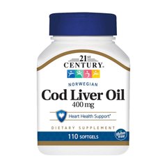 Жир печінки тріски 21st Century Cod Liver Oil 400 mg (110 капсул)