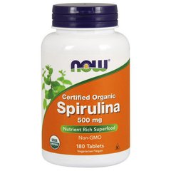 Спіруліна Now Foods Spirulina 500 mg Organic 180 таб