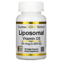 Вітамін Д3 California Gold Nutrition Liposomal Vitamin D3 1000 IU 60 капсул