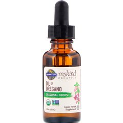 Масло Орегано, Сезонні Краплі, MyKind Organics, Garden of Life, 1 рідка унція (30 мл)