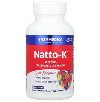 Наттокіназа, Natto-K, Enzymedica, серцево-судинна, 90 капсул