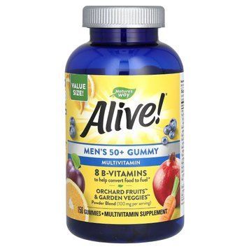 Мультивітаміни для чоловіків 50+, смак фруктів Alive! Men's 50+ Multivitamin Gummy, Nature's Way, 150 жувальних цукерок