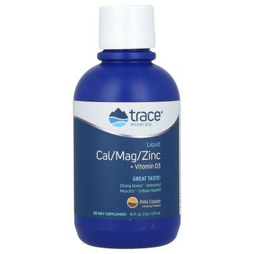 Кальцій, магній, цинк та вітамін D3, Cal/Mag/Zinc, Trace, 1200 мг/600 мг/15 мг, рідкий, 473 мл