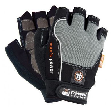 Перчатки для фитнеса и тяжелой атлетики Power System Man&rsquo;s Power PS-2580 Black/Grey XS