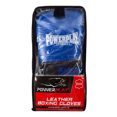 Боксерські рукавиці PowerPlay 3015 Сині [натуральна шкіра] 16 унцій