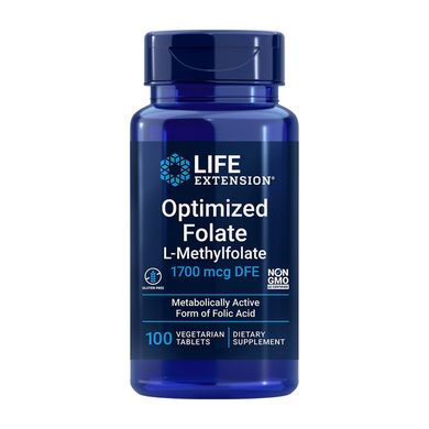 Фолат оптимизированный Life Extension Optimized Folate L-Methylfolate 1700 mcg DFE 100 вег. таблеток