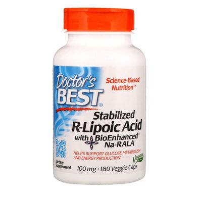 R-Липоевая Кислота, R-Lipoic Acid, Doctor's Best, 100 мг, 180 капсул