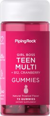 Витамины для подростков Piping Rock Teen Girl Multi + B-12 & Cranberry Gummies 72 пастилок