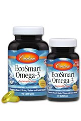 Омега-3, Вкус Лимона, EcoSmart Omega-3, Carlson, 90+30 желатиновых капсул
