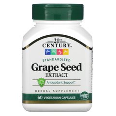 Экстракт виноградных косточек 21st Century Grape Seed Extract, Standardized, 60 вег капсул
