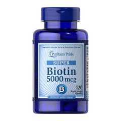 Биотин Puritan's Pride Biotin 5000 mcg (120 капс) витамин б7 b7