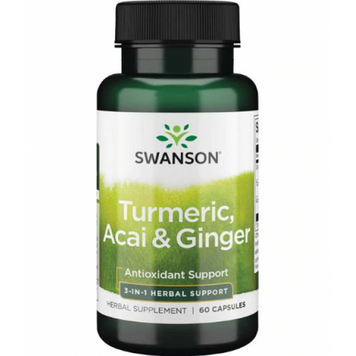 Куркума асаи и имбирь Swanson Turmeric Acai Ginger 3-IN-1 60 капсул