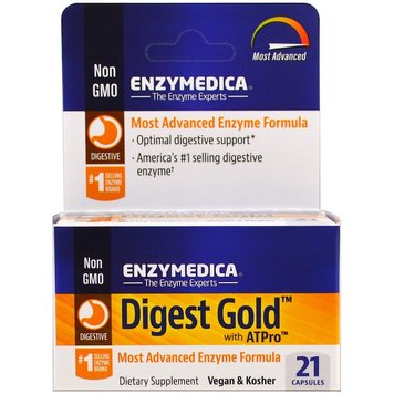 Травні ферменти, Digest Gold з ATPro, Enzymedica, 21 капсула