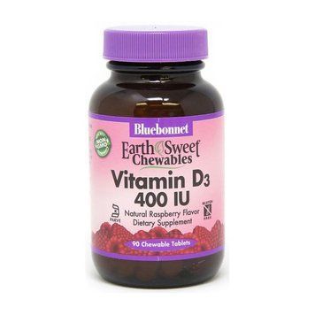 Вітамін Д3 Bluebonnet Nutrition Vitamin D3 400 IU 90 жувачок Малина